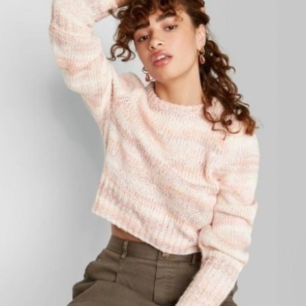 Wild Fable Knit Space-Dye Crewneck Pullover, Peach